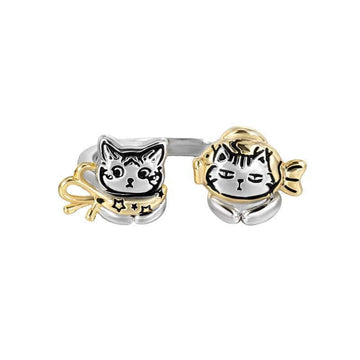 Fish Cat with Scarf Index Open Ring