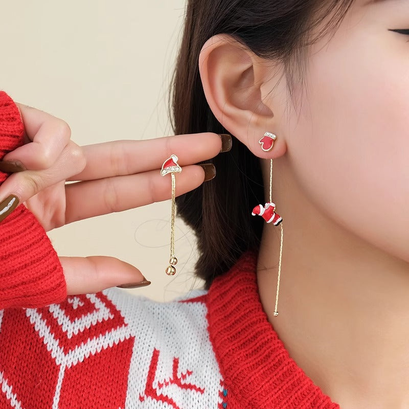 Santa Claus Snowman Sleigh Reindeer Tassel Festival Earrings