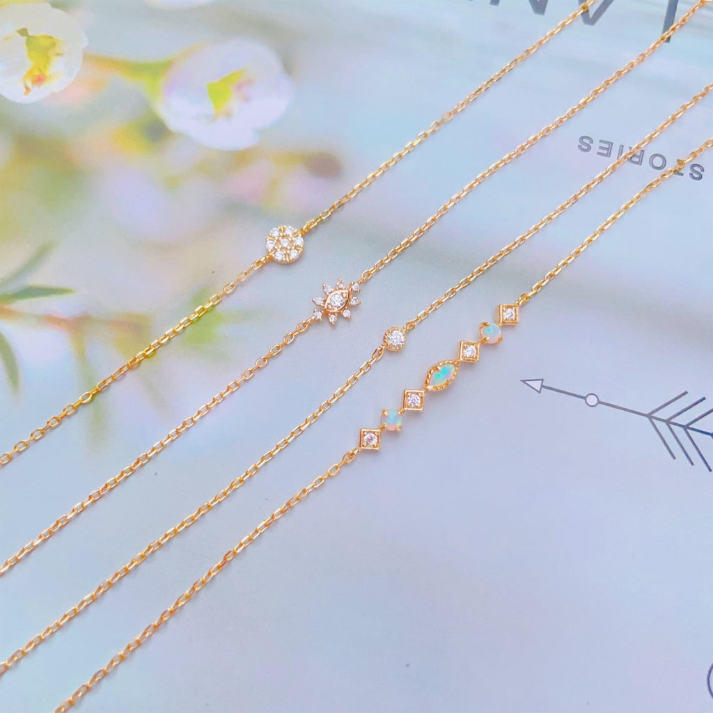 Dainty Opal Bracelet Libra Birthstone Gift 