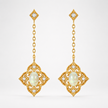 Baroque Opal Filigree Dangle Earrings