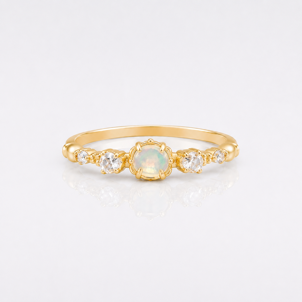 Opal Moonstone 5 Stone Rings 