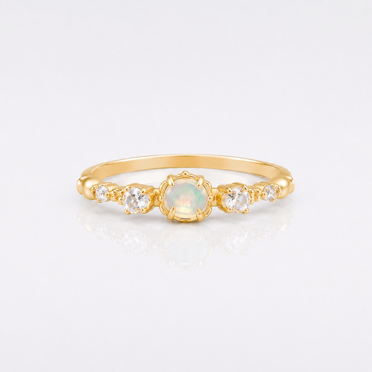 Opal Moonstone 5 Stone Rings 