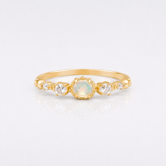 Opal Moonstone 5 Stone Rings 