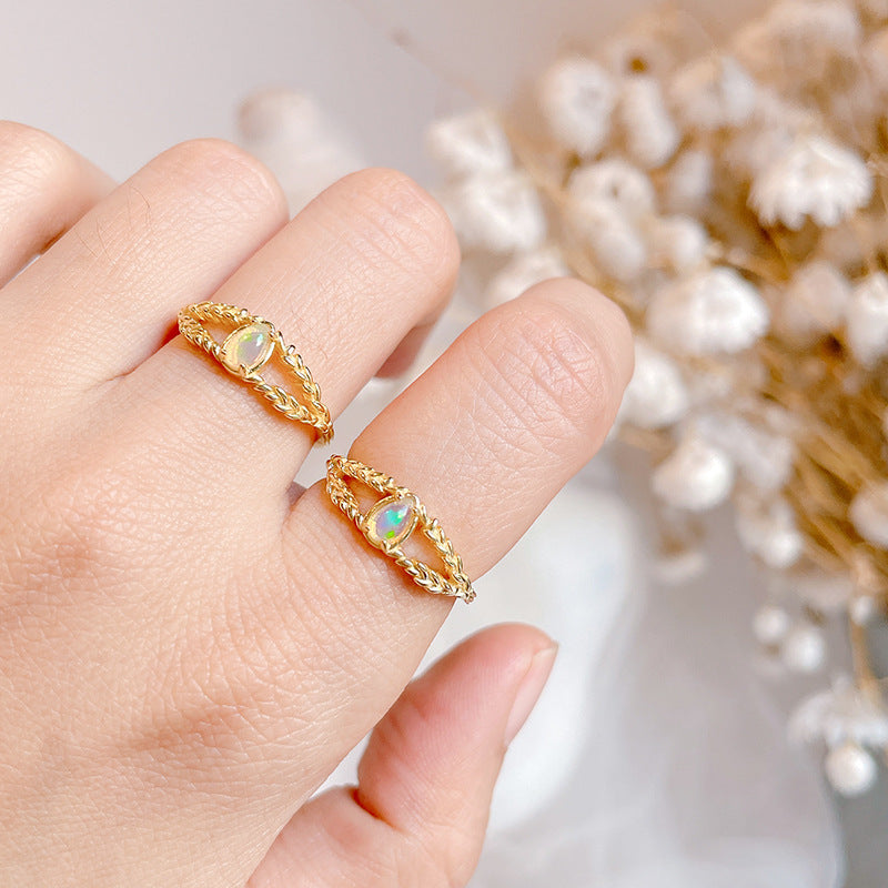 Opal Split  October Birthstone Braid Ring
