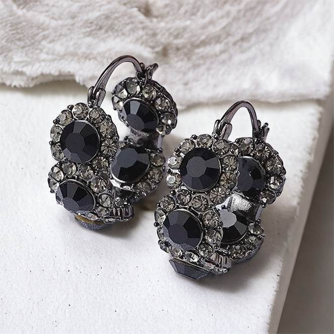 Opulent Black CZ Hoop Earrings