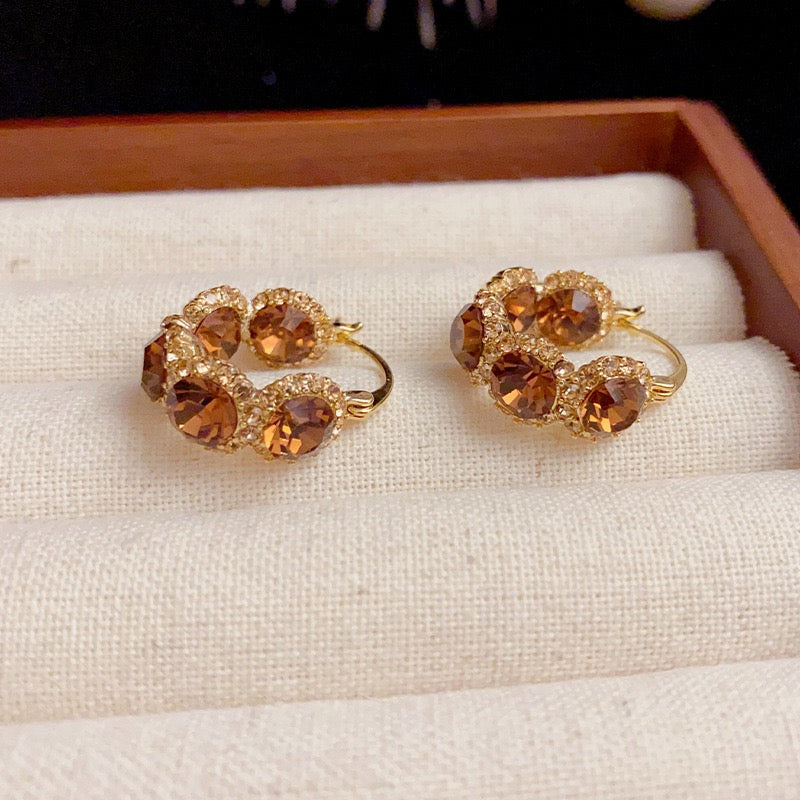 Opulent Brown CZ Hoop Earrings