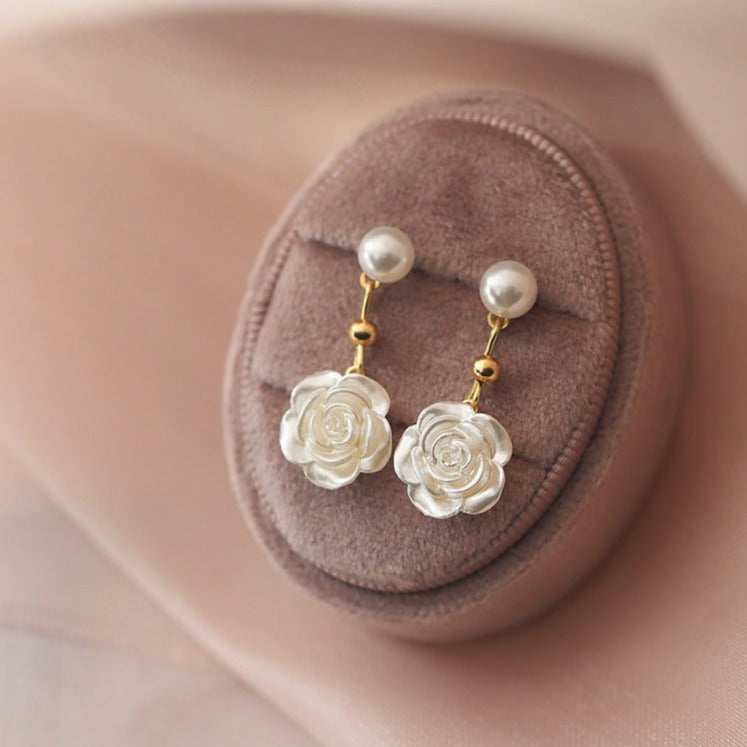 Opulent Flower Pearl Drop Earrings