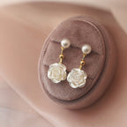 Opulent Flower Pearl Drop Earrings