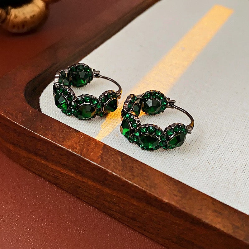 Opulent Green CZ Hoop Earrings