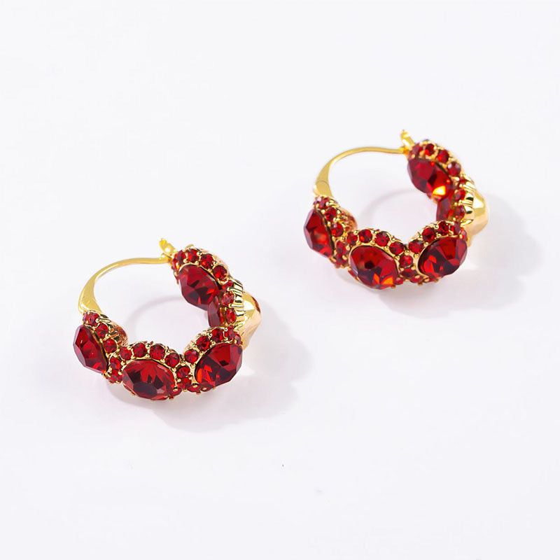 Opulent Red CZ Hoop Earrings