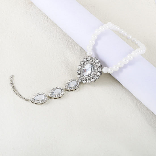 Bohemian Rhinestone Pearl Anklet Chain Bracelet Toe Chain