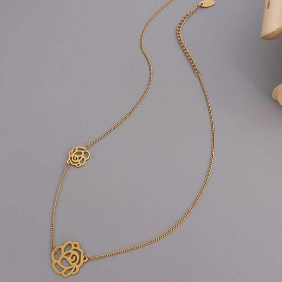 18K Gold Black Rose Choker Necklace