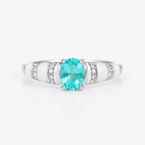 Paraiba-Inspired Blue Green Crystal Vintage Halo Ring