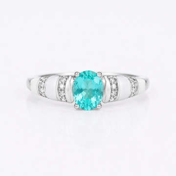 Paraiba-Inspired Blue Green Crystal Vintage Halo Ring