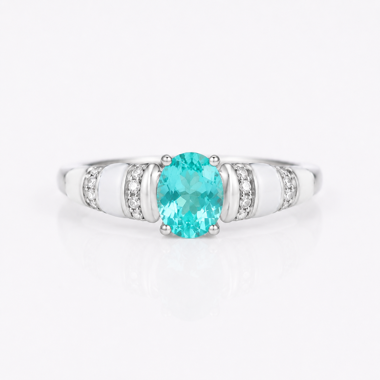 Paraiba-Inspired Blue Green Crystal Vintage Halo Ring