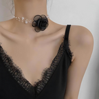 Pearl Black Suede Necklace