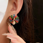 Pearl Colorful Peacock Earrings