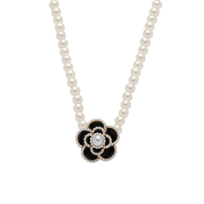 Pearl Bead Camellia Choker Necklace