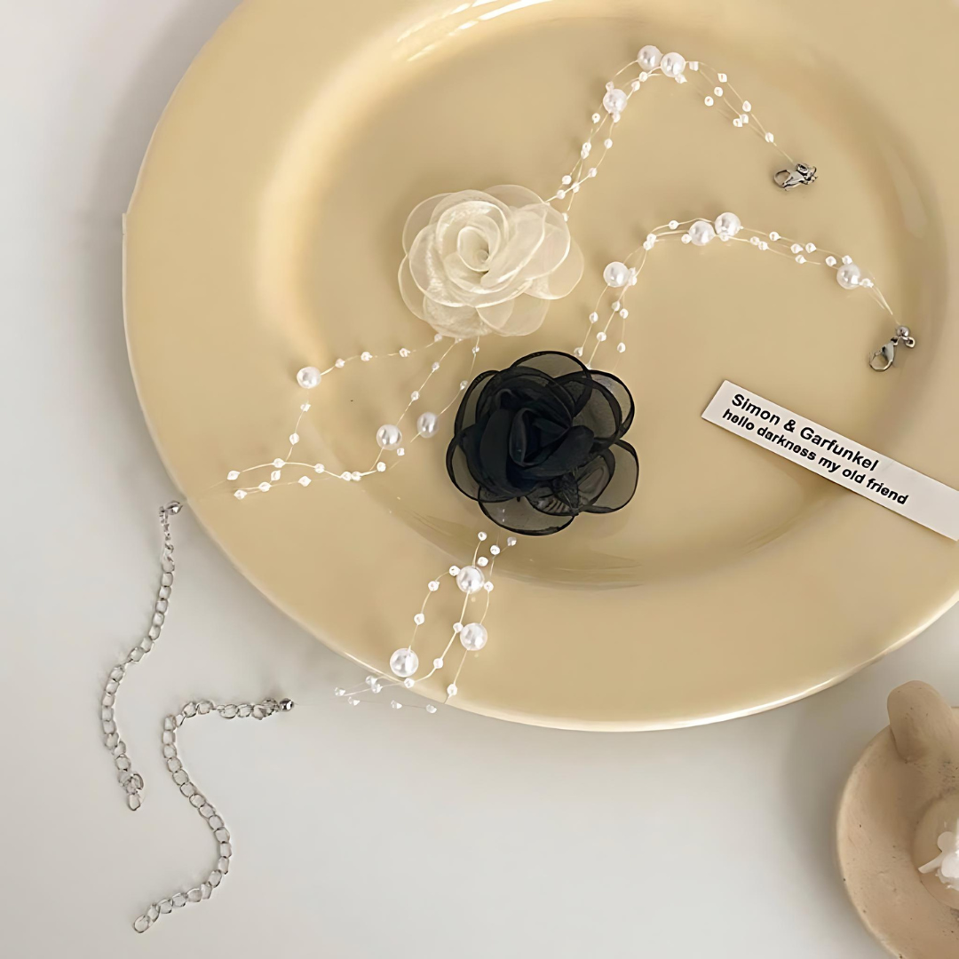 Pearl Flower Suede Necklace