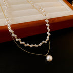 Pearl Layering Beads Necklace 