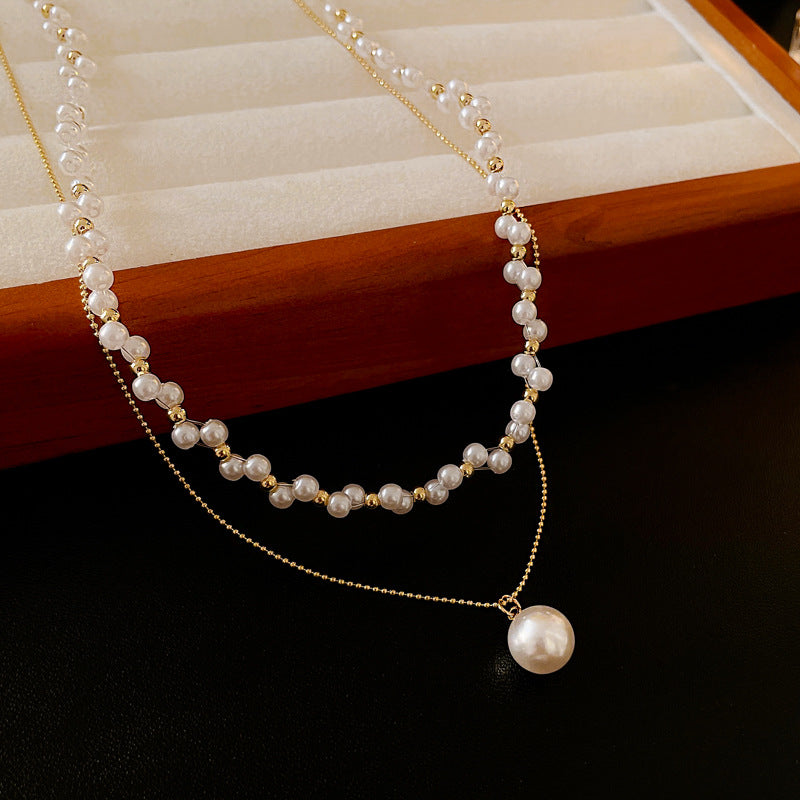 Pearl Layering Beads Necklace 