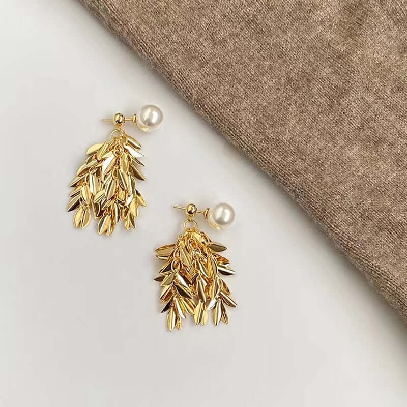 Pearl Multi Leaf Earring