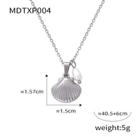 18K Freshwater Pearl Seashell Pendant Necklace Silver