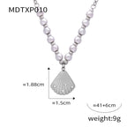 18K Freshwater Pearl Seashell Pendant Necklace Silver