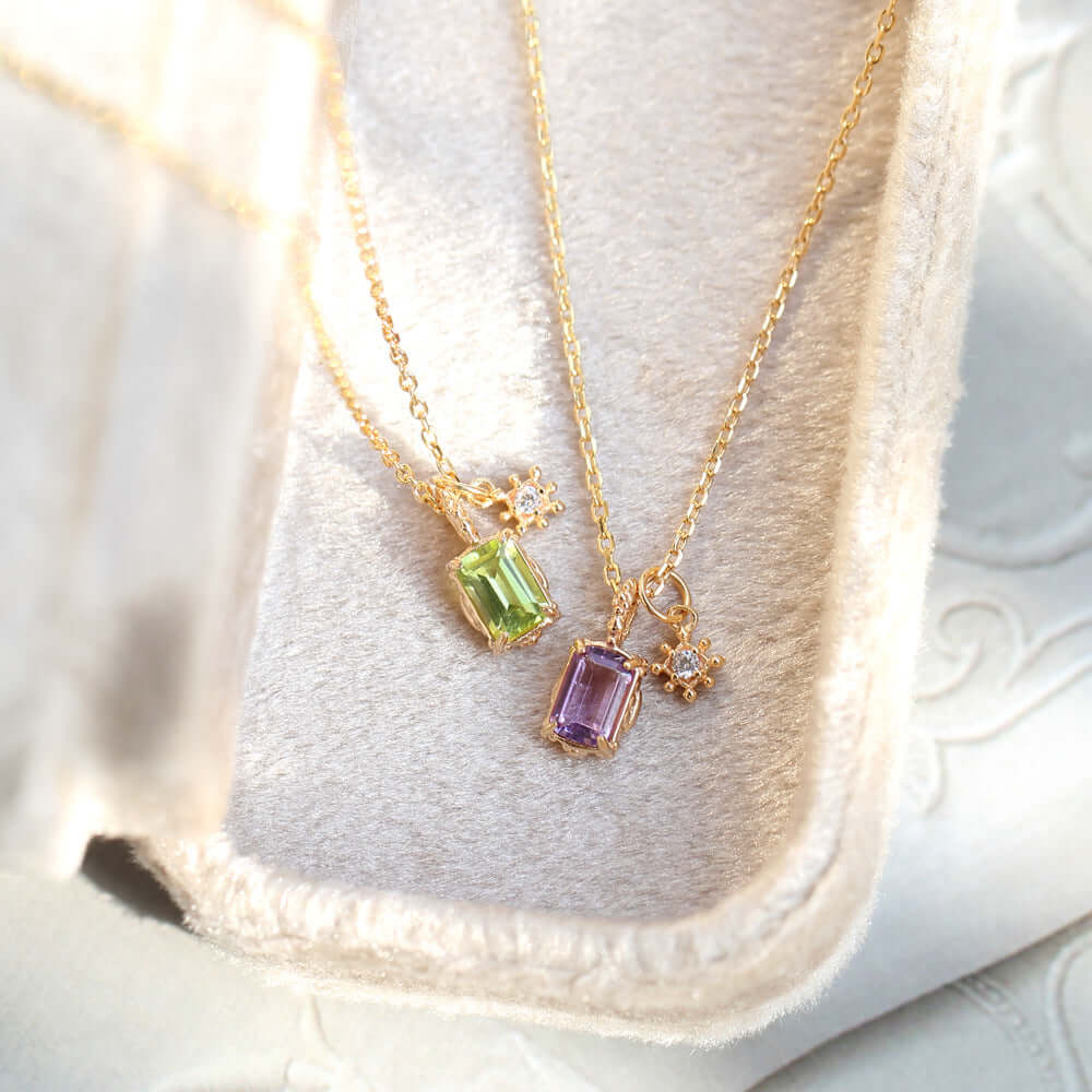 Peridot Amethyst Diamond Necklace 