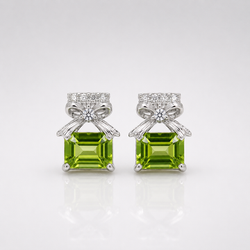 Peridot Bow Stud Gemstone Earrings