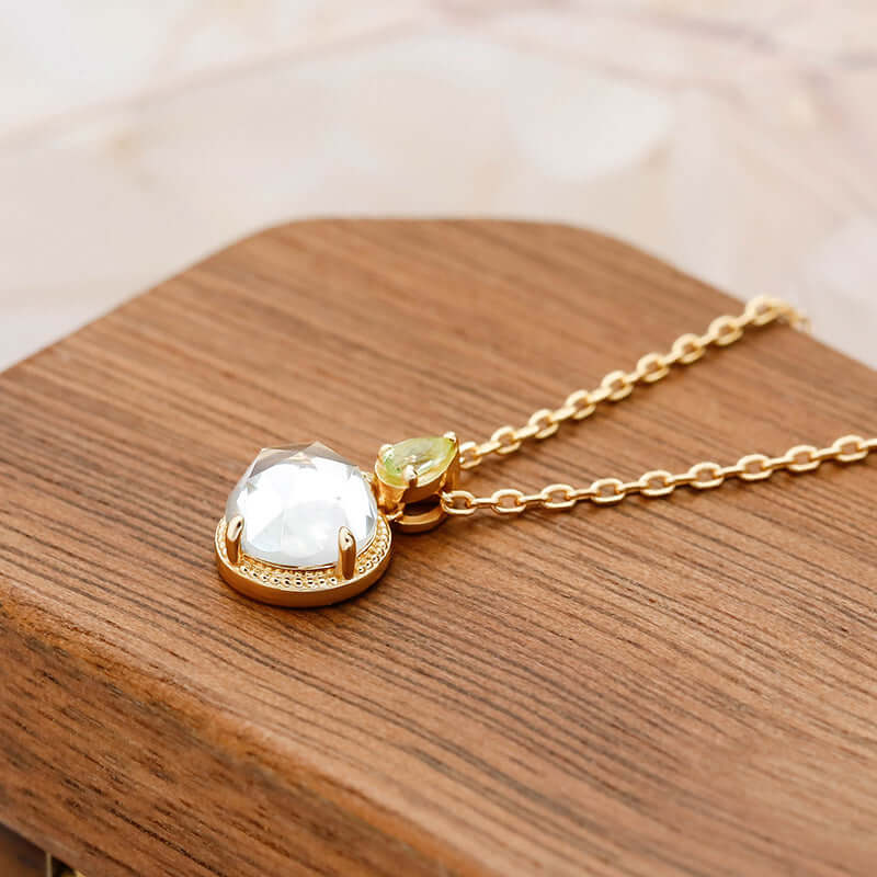 Peridot Crystal Pendant Gold Necklace