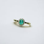 18K Gold Statement Emerald Halo Ring