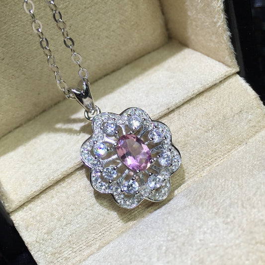 Pink Crystal Tourmaline Ring Necklace