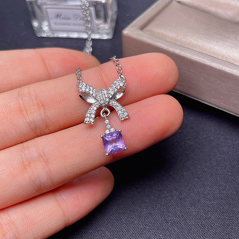 Platinum Amethyst Knot Necklace