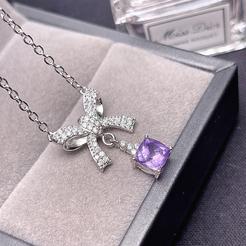 Platinum Amethyst Pendant Necklace