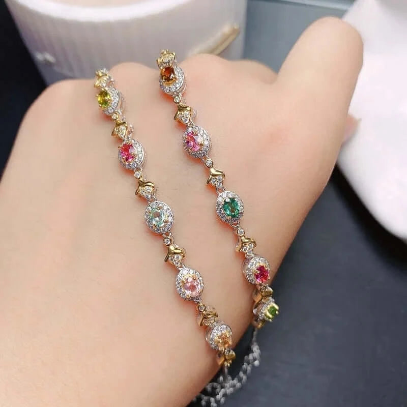 Platinum Colorful Tourmaline Bracelet