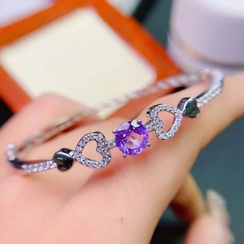 Platinum Gemstone Amethyst Bracelet