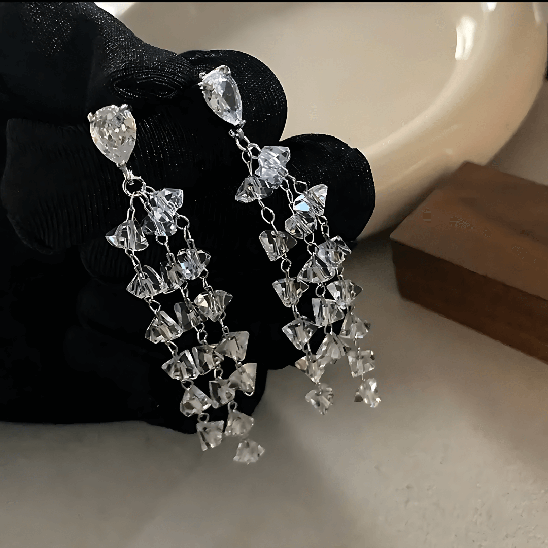 Polished Crystal Drop Earrings