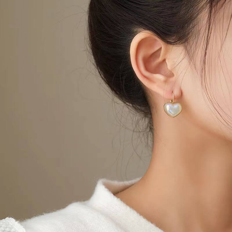 Tiny Pearl Heart Stud, Puff Heart Earrings