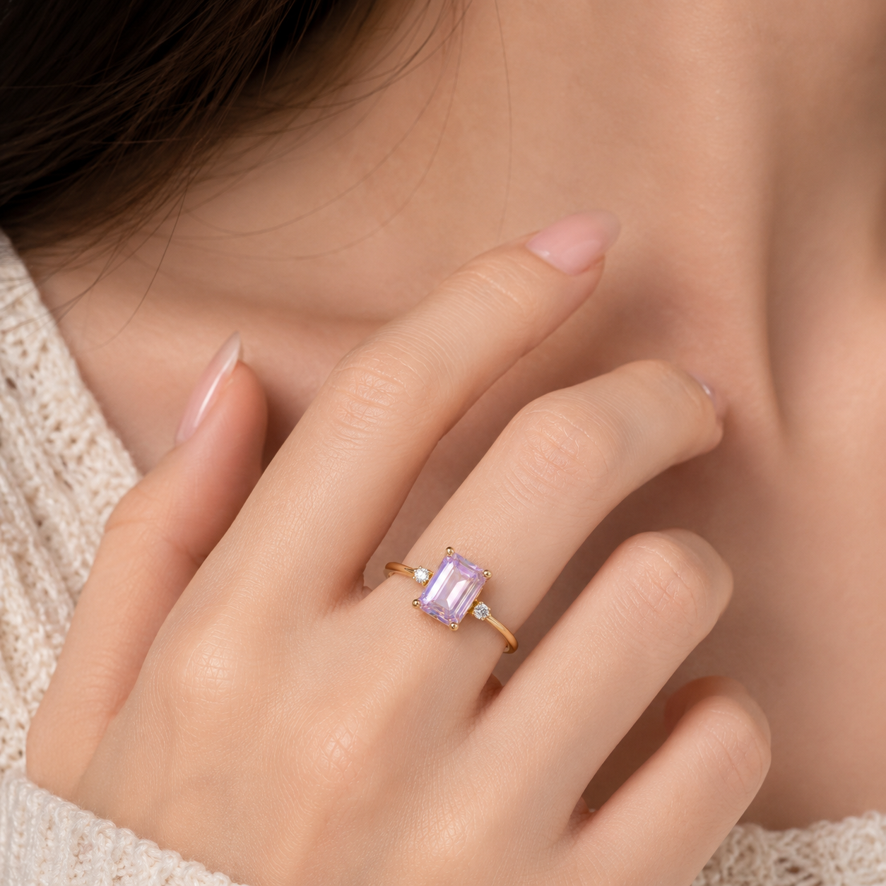 Baguette Ametrine Three Stone Ring