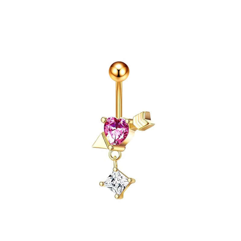 Angel Cupid Heart Bar Belly Rings