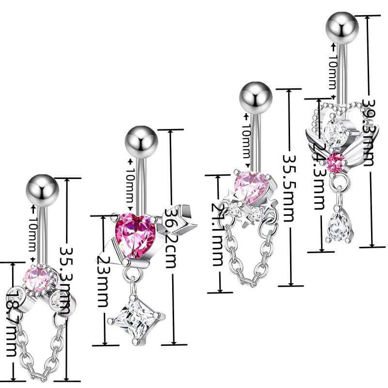 Angel Cupid Heart Belly Piercings