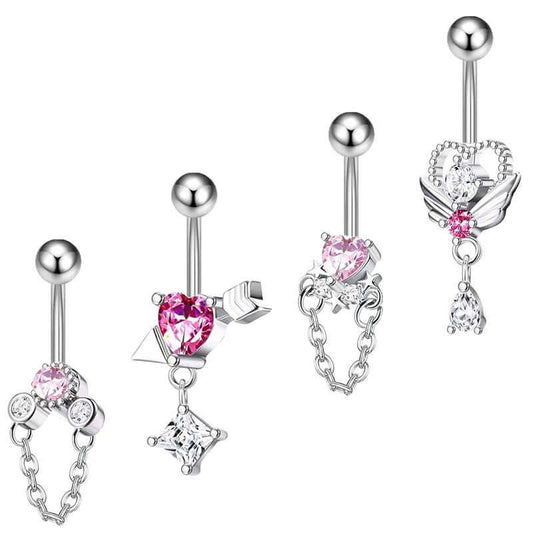 Angel Cupid Heart Drop Chain Belly Rings | Q0066