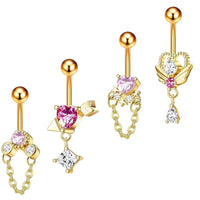 Angel Cupid Heart Bar Belly Piercings