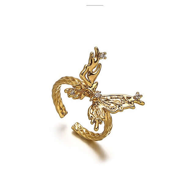 Chunky 18k Gold Butterfly Cocktail Rings