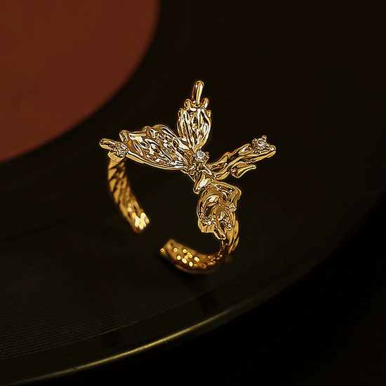 Chunky Gold Butterfly Cocktail Rings