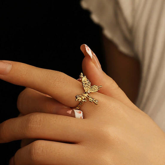 Chunky Gold Butterfly Cocktail Rings