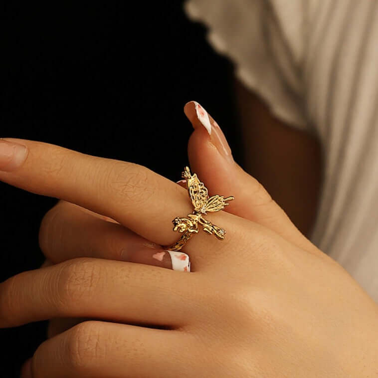 Chunky Gold Butterfly Cocktail Rings