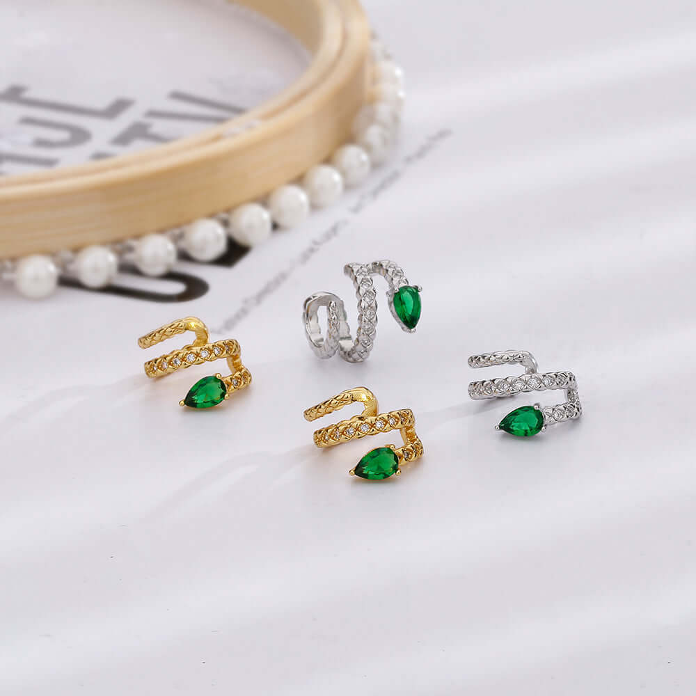 Green Snake Spiral Ear Cuff Ear Climber | R0125