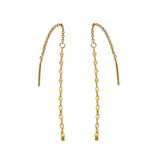 Minimal Lip Chain Tassel Spiral Earrings 